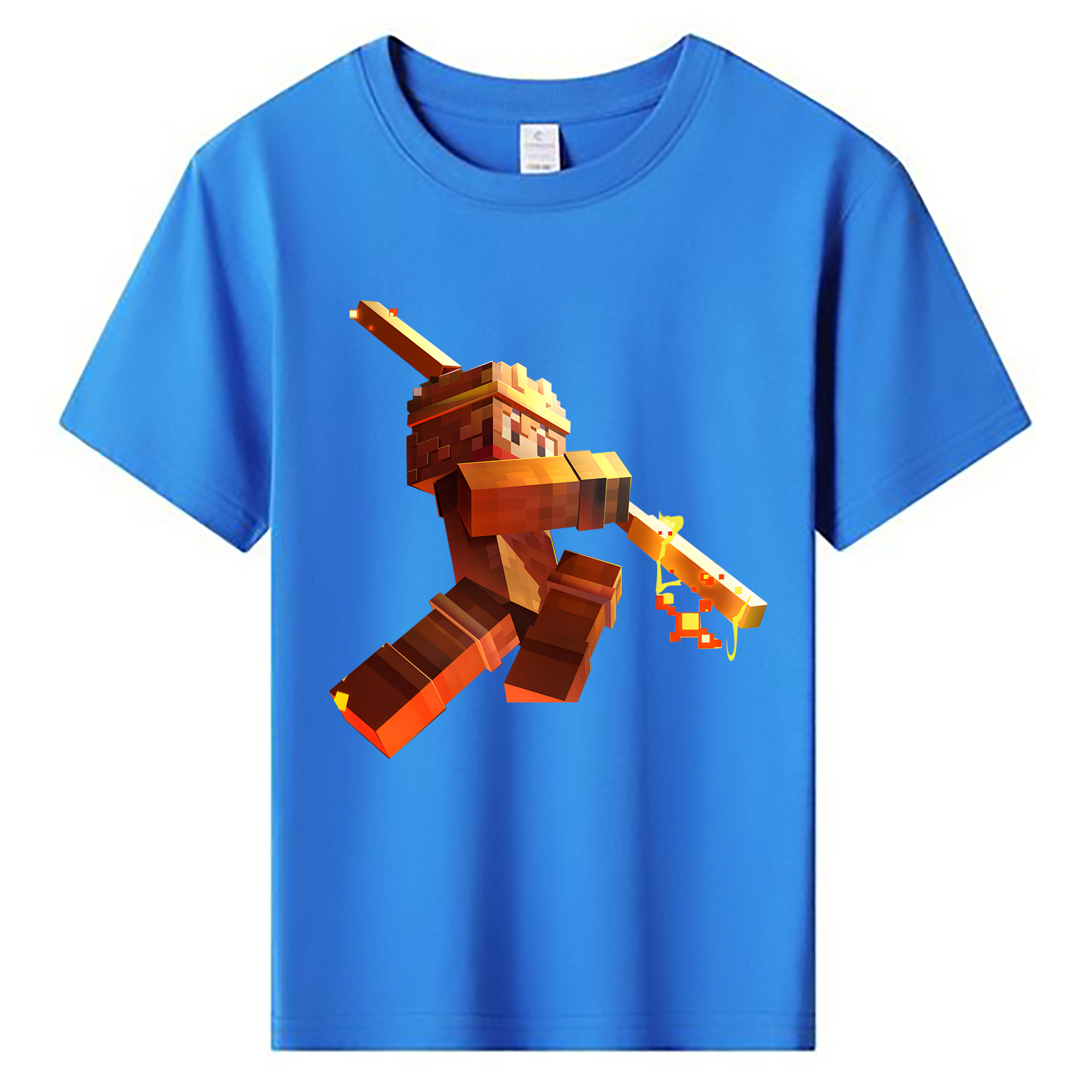 （画像用） マインクラフト ブロックの世界 Minecraft MC Block world 綿100％キッズTシャツ（フロントプリント）